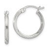 Sterling Silver 2mm Polished/Satin D/C Hoop Earrings