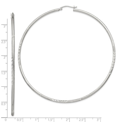 Sterling Silver 2mm Polished/Satin D/C Hoop Earrings