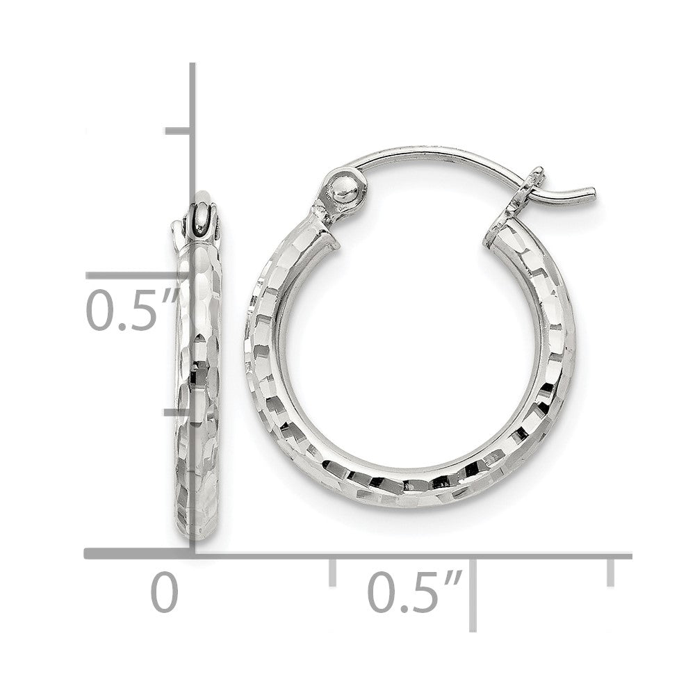 Sterling Silver 2mm Diamond Cut Hoop Earrings