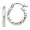 Sterling Silver 2mm Diamond Cut Hoop Earrings
