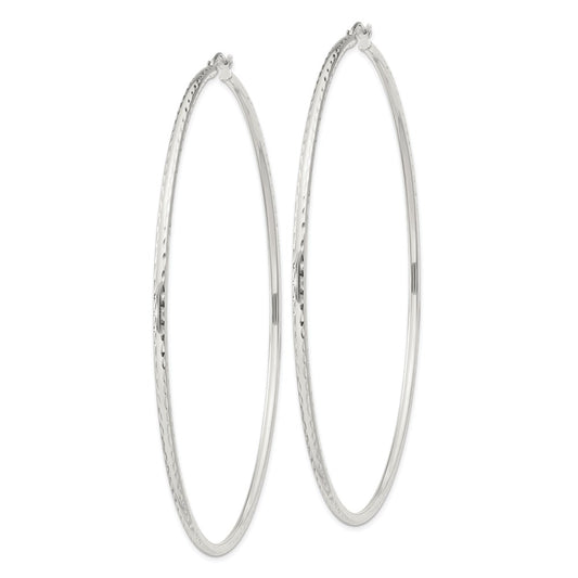 Sterling Silver 2mm Diamond Cut Hoop Earrings