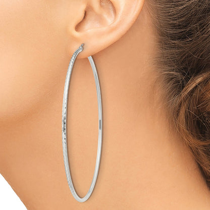 Sterling Silver 2mm Diamond Cut Hoop Earrings