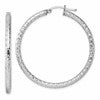 Sterling Silver Rhodium-plated 3.00mm Diamond Cut Hoop Earrings