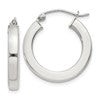 Sterling Silver 3x20mm Square Tube Hoop Earrings