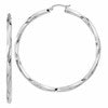 Sterling Silver Rhodium-plated 3x60mmTwisted Hoop Earrings