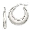 Sterling Silver Polished & Tapered Round Hoop Earrings