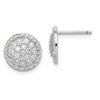 Sterling Silver Rhodium-plated Polished & Twisted CZ Circle Post Earrings