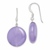 Sterling Silver Polished Lavender Jade Circle Dangle Earrings
