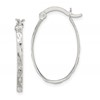 Sterling Silver Rhod-plated Polished/Textured 2mm Oval Hoop Earrings