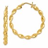 Sterling Silver Gold Flash Plated Patterned Twisted 4x35mm Hoop Earrings