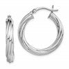 Sterling Silver Rhodium-plated Twisted 4x25mm Hoop Earrings
