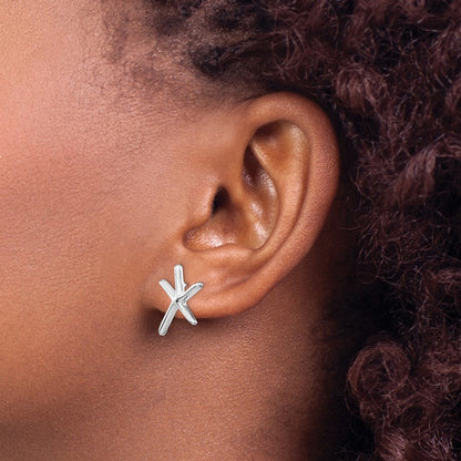 Sterling Silver Rhodium-plated Starfish Post Earrings