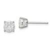 Sterling Silver 6mm Round Basket Set Laser-cut CZ Stud Earrings