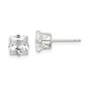 Sterling Silver 6mm Square Snap Set CZ Stud Earrings