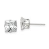 Sterling Silver 7mm Square Snap Set CZ Stud Earrings