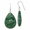 Sterling Silver Polished Cracked Aventurine Green Teardrop Dangle Earrings