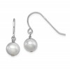 Sterling Silver Rhodium-plated 7-8mm Grey Semi-Round Freshwater Cultured Pearl Dangle Earrings