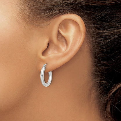 Sterling Silver 3mm Round Hoop Earrings