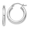 Sterling Silver Rhodium-plated 3mm Round Hoop Earrings