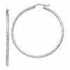 Sterling Silver Rhodium Plated Diamond-cut 2x45mm Hoop Earrings