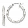 Sterling Silver D/C 3x25mm Hoop Earrings