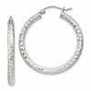 Sterling Silver D/C 3x30mm Hoop Earrings
