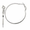 Sterling Silver RH-plated 1.5x40mm Omega Back Round Hoop Earrings
