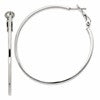 Sterling Silver RH-plated 1.5x50mm Omega Back Round Hoop Earrings