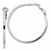 Sterling Silver RH-plated 2x40mm Omega Back Round Hoop Earrings