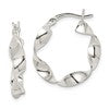 Sterling Silver Twisted 4x22mm Hoop Earrings