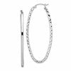 Sterling Silver Rhodium-plated Diamond-cut 2mm Oval Hoop Earrings