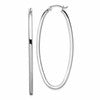 Sterling Silver Rhodium-plated 2mm Square Tube Oval Hoop Earrings