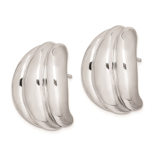 Sterling Silver Polished Rhodium Plated Hollow Post Earrings
