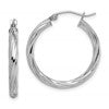Sterling Silver Rhodium-plated 2.7x25mm Twisted Hoop Earrings