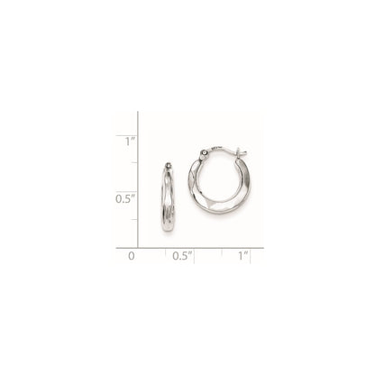 Sterling Silver Rhodium Plated Hollow Hoop Earrings