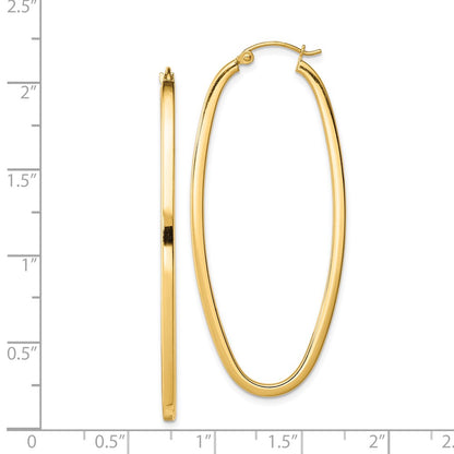 Sterling Silver Gold-plated Square Tube 2.5mm Oval Hoop Earrings