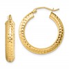 Sterling Silver Gold-plated Diamond-cut 5x25mm Hoop Earrings