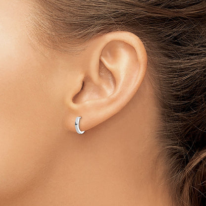 Sterling Silver Rhodium Polished Hinged Hoop Earrings
