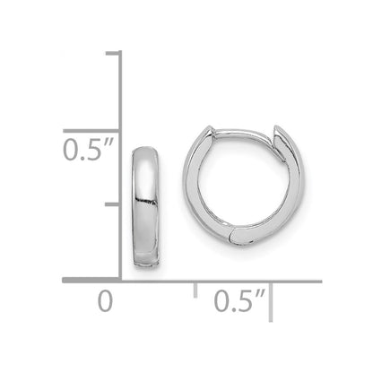 Sterling Silver Rhodium Polished Hinged Hoop Earrings
