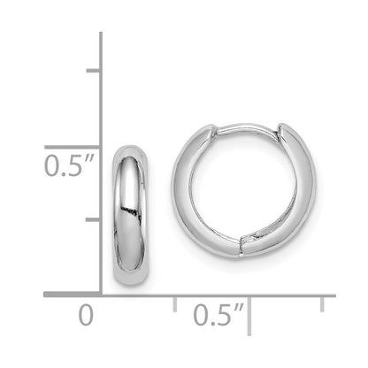 Sterling Silver Rhodium Polished Hinged Hoop Earrings