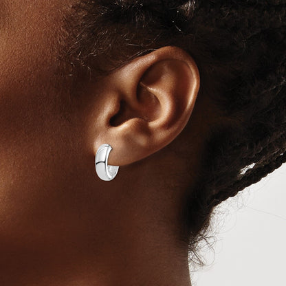 Sterling Silver Rhodium Polished Hinged Hoop Earrings