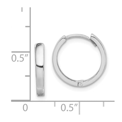 Sterling Silver Rhodium Polished Hinged Hoop Earrings