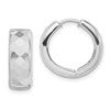 Sterling Silver Rhodium Polished Patterned Hinged Hoop Earrings