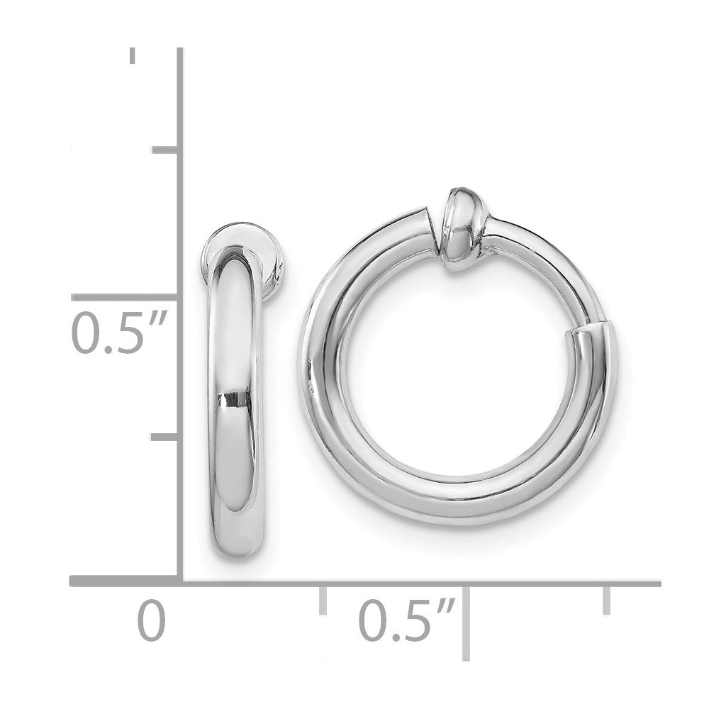 Sterling Silver RH-plated 2.5x14mm Non-Pierced Round Hoop Earrings