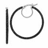 Sterling Silver Rhodium-plated Black Glitter Enamel 2x35mm Hoop Earrings