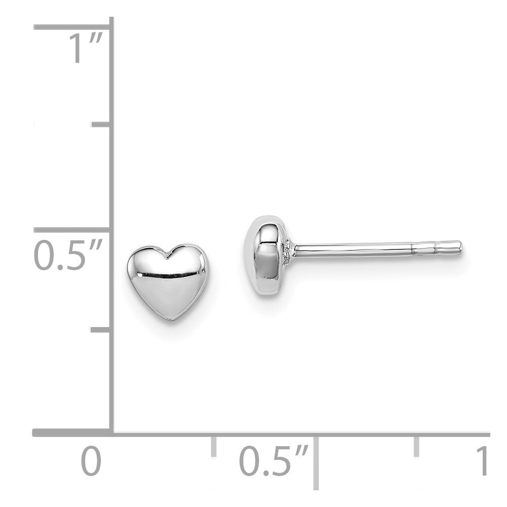 Sterling Silver Rhodium-plated Polished Heart Post Earrings