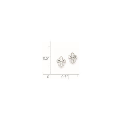 Sterling Silver Rhodium-plated Polished Fleur de Lis Post Earrings