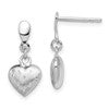 Sterling Silver Rhodium Plated 3-D Scratch Heart Post Earrings