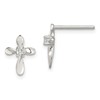 Sterling Silver Rhodium-plated Polished CZ Cross Post Earrings
