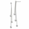 Sterling Silver Polished 3-Strand Beaded Post Dangle Earrings